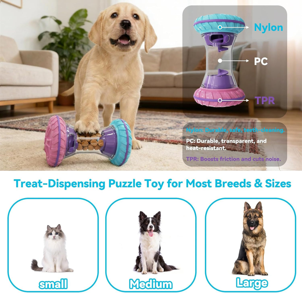 Interactive Dog Puzzle Toy with Adjustable Treat Dispensing Slow Feeder - photo 2