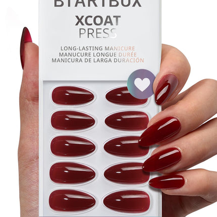 Uñas postizas, uñas falsas cortas almendradas rosas, 32Pcs kit completo