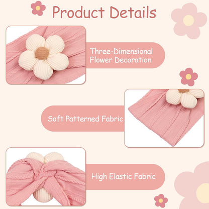 5 Pcs Baby Flower Headbands Baby Girls Nylon Headbands Soft Hairbands Hair Accessories for Newborn - photo 3