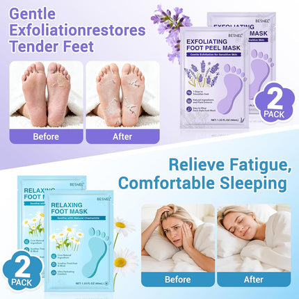 8 Pack Moisturizing Foot Mask,Hydrating Foot Masks for Dry Cracked Feet,Brightening Soothing Dry Skin Moisturizer for Baby Soft Feet,Mothers Day Gifts,Foot Care Spa Gifts for Women Men(4 Styles)