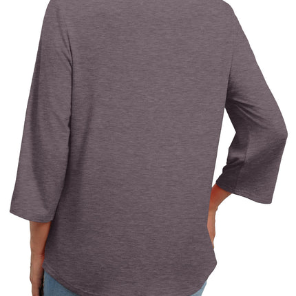 3/4 Length Sleeve Womens Tops Boho V Neck Lace Shirt Blouses Casual Vacation Clothes S-3XL