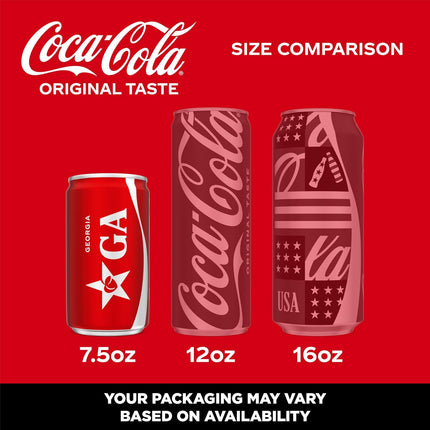 Coca-Cola Soda Soft Drink Mini Cans, 7.5 fl oz, 6 Pack