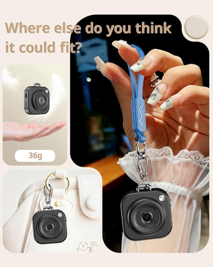 Mini Keychain Digital Camera, 1080p Pocket-Size Camera Charm with 32GB Card and Chain, Black - photo 5