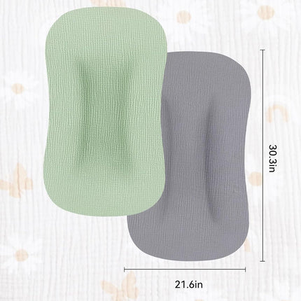 TILLYOU Muslin Baby Lounger Cover, 100% Cotton Newborn Lounger Cover, 2 Pack Baby Nest Slipcover for Boys Girls, Cover Only, Grey and Saga