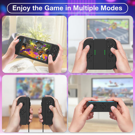 Upgraded Switch Controllers for Switch/Lite/OLED, Replacement for Switch Controller, Support Sports Dual Vibration/Wake-up/Motion Control/Screenshot, Support fitness and sports-themed games (Black)