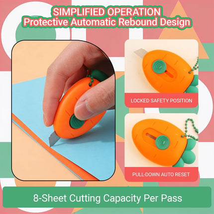 3Pcs Mini Fruit Shaped Retractable Utility Knife Box Cutter Letter Opener Portable Utility Knives Art & Craft Cutter Office School Stationery for Students, DIY Crafts, Cutting Envelope Paper Cardboard