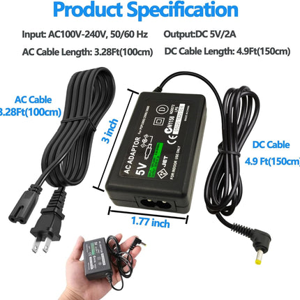 Charger for PSP,2-in-1 USB Charging Cable and Replacement PSP Power Cord Compatible with PSP1000/2000/3000 Series Console