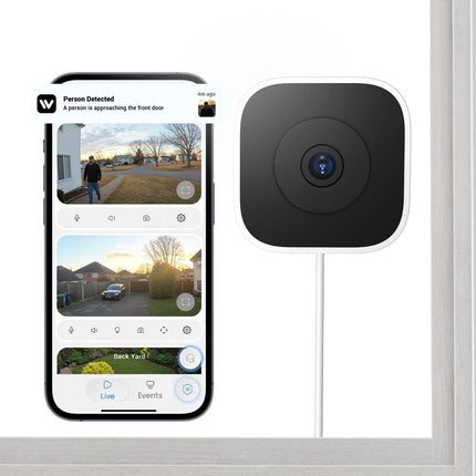 3MP 2K Window Camera, WiFi Indoor Cameras for Home Security with Blacklight Max Color Night Vision, AI Human Vehicle Detection, Plug-in, 911 Emergency Dispatch, Easy Install