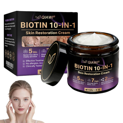 Qiawi Biotin 10 In 1 Skin Restoration Cream, Biotin 10 In 1 Cream for Skin Moisturizing, Smooth Skin and Moisturize (1PC)