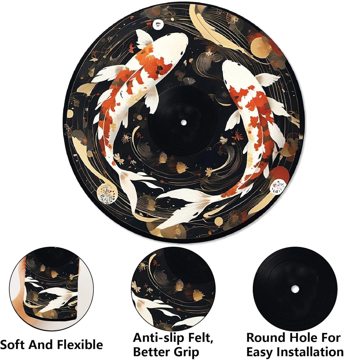 12-Inch Fish Felt Turntable Mat for Home Record Players - photo 3