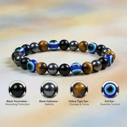 Bivei Protection Bracelet, Strength Crystal Healing Bracelet 8MM - Spiritual Stretch Beaded Jewelry for Women Men Gift