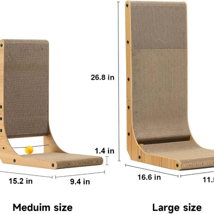 Rascador para Gatos, Almohadilla Rascadora en Forma de L de 18.9 Inch para Gatos de Interior