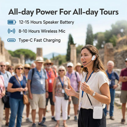 Wireless Voice Amplifier -15W Bluetooth Headset Mic, Portable PA System for Teachers, Teacher Microphone - photo 3