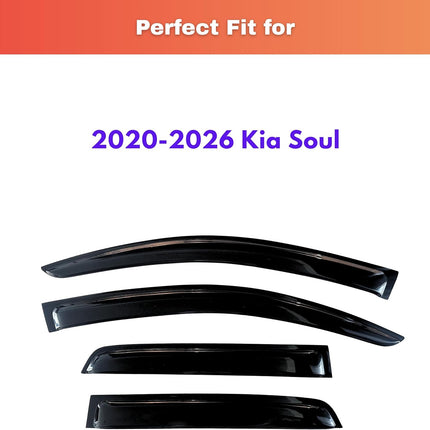 KPY Rain Guards Fit for 2020-2026 Kia Soul, Out-Channel Window Visors Vent Wind Deflectors 4PC, Car Accessories for 20-26 Soul
