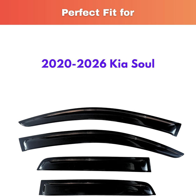 Rain Guards for 2020-2026 Soul, Out-Channel Window Visors, 4-Piece Set
