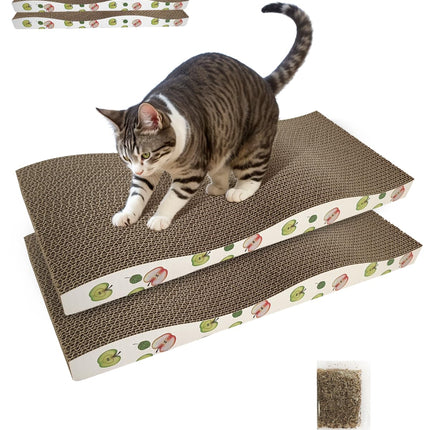 Cat Scratching Board, Corrugate Cat Scratcher with Catnip, 2 Pack