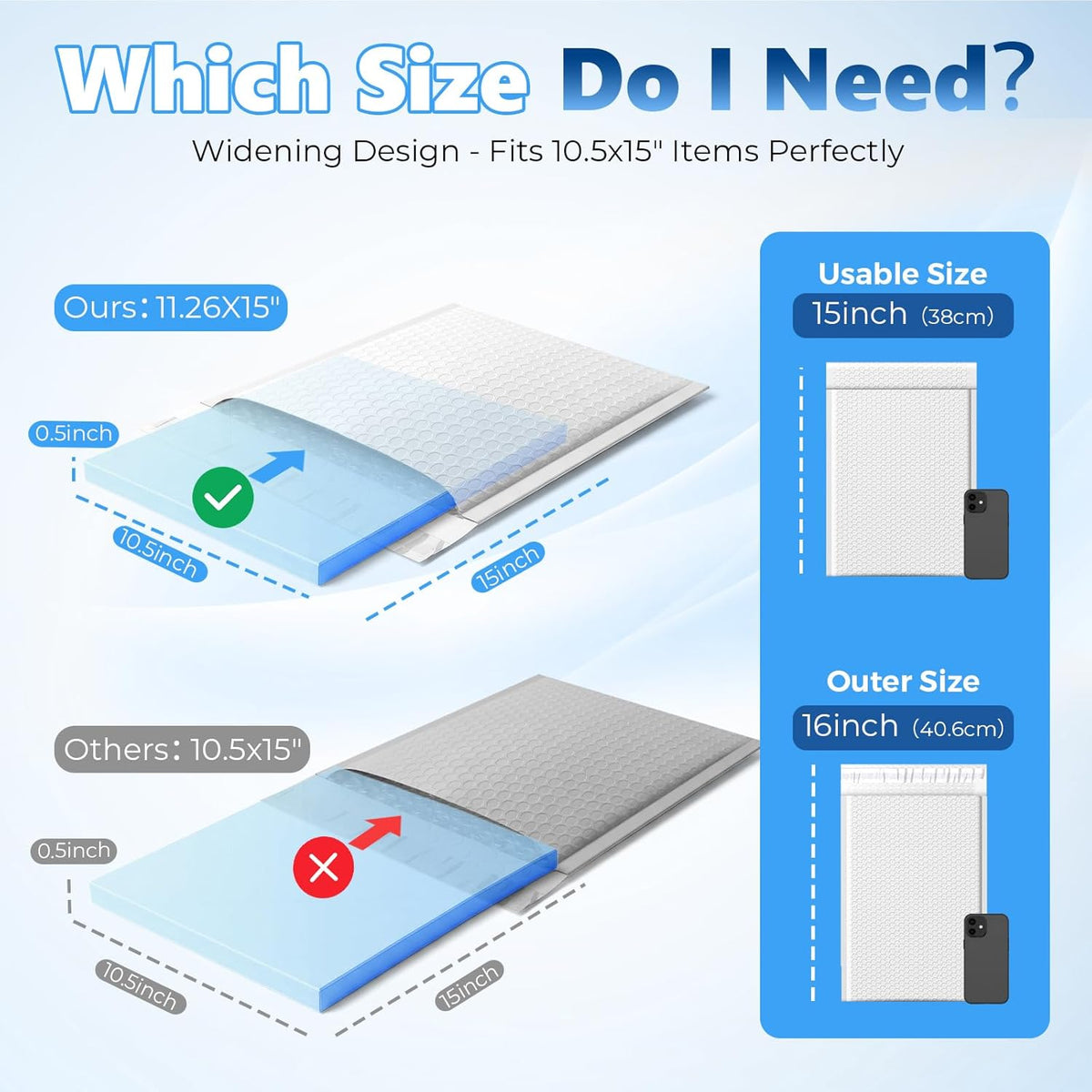 White Bubble Mailers 11.26 x 16 in, 25 Pack - photo 3