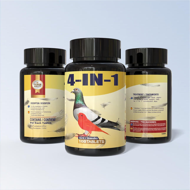 4-in-1 Pigeon Tablets - Paratyphoid, Canker & More