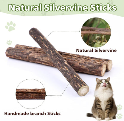 7 Pack Silvervine Sticks Cat Toy for Cats with Catnip & Matatabi Ball, Natural Chew Toys for Anxiety - photo 4