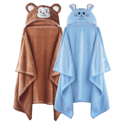 Toddler Bath Towel Hooded Kids Towels Baby Bath Towels for Boy Girl 0-5 Year, 2-Pack Thick Absorbent Toddler Towels with Hood Kids Bath Towel, Large 50''x32'' Baby Hooded Towel for Kids