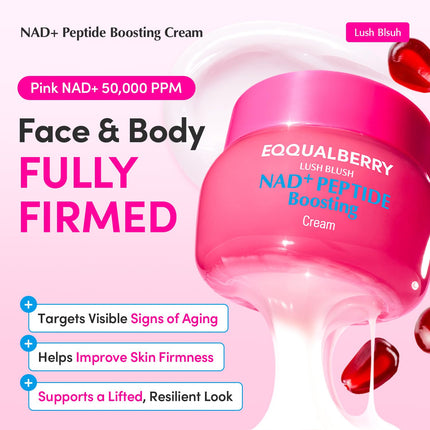 EQQUALBERRY NAD+ Peptide Boosting Cream, Pack of 2 – NAD+ 5% & 13 Peptides Anti-Aging Face & Body Cream | Firming & Lifting Pink Neck Cream for Sagging Skin (1.69 fl.oz * 2ea)