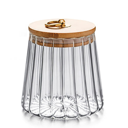 Glass Coffee Nuts Canister Airtight Jar with Bamboo Lid 23 FL OZ Small Oval
