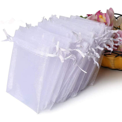 100PCS Sheer Organza Bags, White Wedding Favor Bags with Drawstring, 4x4.72 Jewelry Gift Bags for Party, Jewelry, Christmas, Mother's Day, Festival, Bathroom Soaps, Makeup Organza Favor Bags