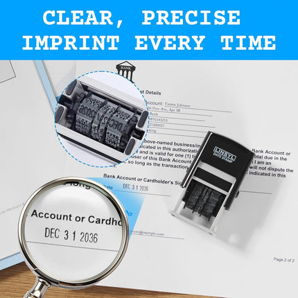 Self-Inking Date Stamp, 12-Year Adjustable Date Stamper with Built-in Black Ink Pad, Perfect for Office, Shipping, Receiving, Invoicing, Expiration & Due Date Marking
