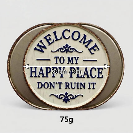 Round Metal Welcome Sign for Front Door