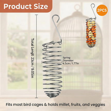2pcs Millet Spray Holder for Parrots,Millet Holder for Bird Cage,Parakeet Snack Stick Feeder,Natural Millet & Crunch Bar Station for Birds,Calcium Block Bird Feeder,Bird Cage Accessory