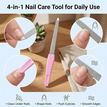 6 Pack Metal Nail File Set for Natural Nails, Professional Stainless Steel Sword Fingernail File with Sharp Tip & Non-Slip Handle, Thin Sapphire Grit Diamond Finger Nail Files for Women & Men