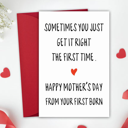 Mothers Day Card from Daughter Son, Happy Mother's Day Card for Mom from Your First Born, Funny Mothers Gifts for Mom from Kids, Unique Mother Gifts for Moms, Mama Gift Ideas Greeting Cards