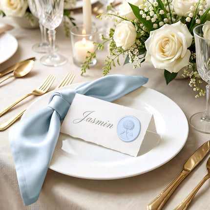 UNIQOOO Wax Seal Stickers - 3D Hydrangea Floral Wedding Invitation Envelope Seal Stickers, 50 Pcs Self- Adhesive Stickers, Perfect for Invitation, Christmas, Gift Wrapping (Light Blue)