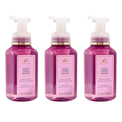 Bath & Body Works Black Cherry Merlot Gentle & Clean Foaming Hand Soap - Germ-Cleansing Hand Soap with Gentle Cleansing & Conditioning Formula - Dermatologist Approved - Thoughtful Gift - 3-Pack