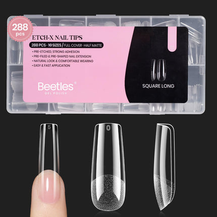 Soft Gel Nail Tips Short Almond 288pcs in 12 Sizes Etch-X