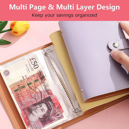 2Pcs 100 Envelopes Money Saving Challenge,Mini Money Saving Binder,Budget Binder with Cash envelopes, Savings Challenge Binder- Savings Challenges Book to Plan and Save $5,050(Pink + Blue)