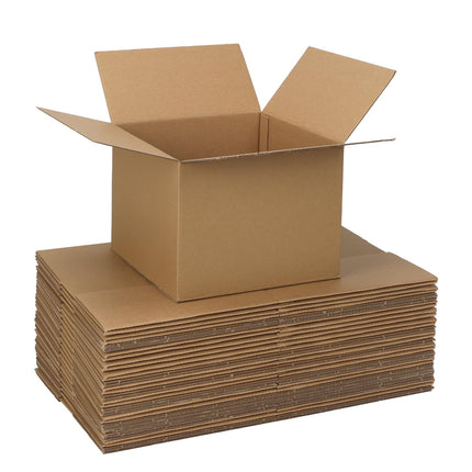 12x12x12 Shipping Boxes 10 Pack, Brown Corrugated Cardboard Boxes with Side-Lock and Pre-Applied Double-Sided Tape, Easy Assemble Packing Mailer Boxes for Small Business Shipping