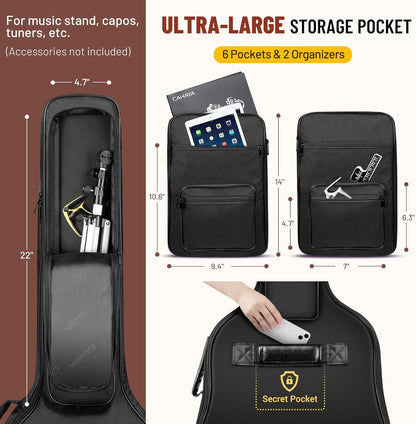 Acoustic Guitar Bag Thick Padding Waterproof Dual Adjustable Shoulder Strap Guitar Case Gig Bag 40 41 - photo 5