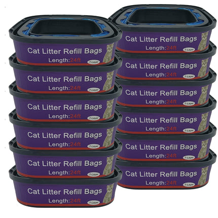 12 Pack Cat Litter Refill Bags Cartridge Compatible with Genie Cat Litter Standard and Plus Pails
