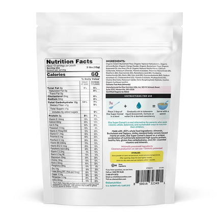 Else Nutrition Super Cereal For Babies 6 mo+, Baby Cereal with Real Whole Plants, Nutritionally Balanced meal, with gluten free carbs and plant protein (Mango, 1 Pack)