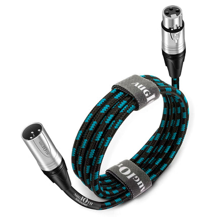 XLR Mic Cable 3 ft 2 Pack 1 Meter Male to Female Green Braided