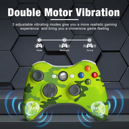 BUERTT Wireless Controller for Xbox 360, 2.4GHZ Game Joystick Controller Gamepad for Xbox 360 & Slim Console and PC Windows 7/8/10,No Audio Jack,Camo Green