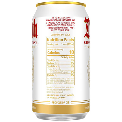 Liquid Death Soda-Flavored Sparkling Water - Cherry Obituary, Less Sugar*, Huge Flavor, No Caffeine, No Artificial Sweeteners, 12 Fl Oz (Pack of 12)