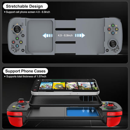 arVin Bluetooth 5.0 Wireless Gaming Controller for iPhone/iPad/iOS/Android/Samsung/PC Gamepad Joystick with Back Button, Analog Triggers, Stretchable, 18 Hours Playtime
