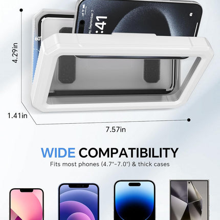 Shower Phone Holder Waterproof - 480° Rotatable Retractable Adjustable Phone Case for Shower - Bathroom Accessories Wall Mount Phone Holder for iPhone 17/16 Pro Max, S25 Ultra,4-7" Cellphones
