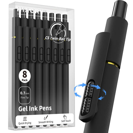 8 Pcs Gel Pens, Quick-Dry Long Lasting Black Ink-0.7mm Fine Point