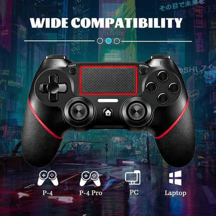 Wireless Controller for Ps4 Controller Compatible with PS4/Slim/Pro/Windows PC,with Touchpad/Vibration/Built-in Speaker&3.5mm Headphone Jack/Six-axis Motion Control/USB-C Charging Cable,Black Red