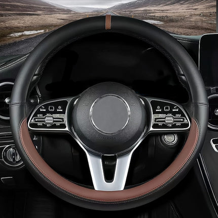 Custom fit for BMW Car Steering Wheel Cover, Nappa Leather Non-Slip Steering Wheel Cover, Designed for BM-W Interior Accessories (Brown,for BMW)