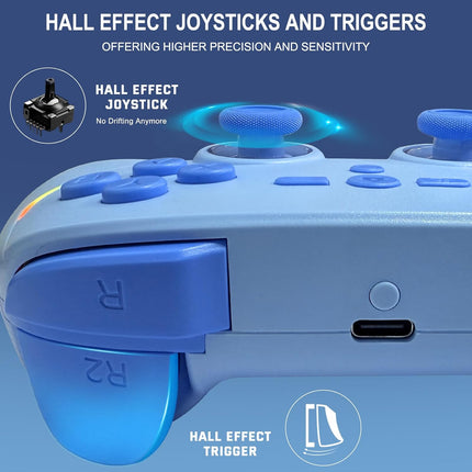 Joso Mobile Gaming Controller, Wireless Game Controller for iPad/Tablet/iPhone/Android/Switch/Switch 2/Lite/OLED/PC, Handheld Gamepad with Hall Effect Joysticks/Triggers/6-Axis Gyro - Blue