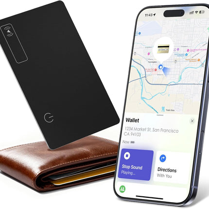 Wallet Tracker Card (iOS only), 0.07in Slim Tracking Card, IP68 Waterproof Bluetooth Tracker Compatible with Apple Find My, Wireless Charging Item Locator for Purse, Passports